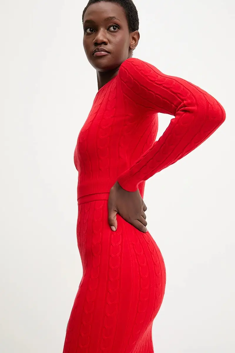 maglione e gonna donna colore rosso miniatura 5