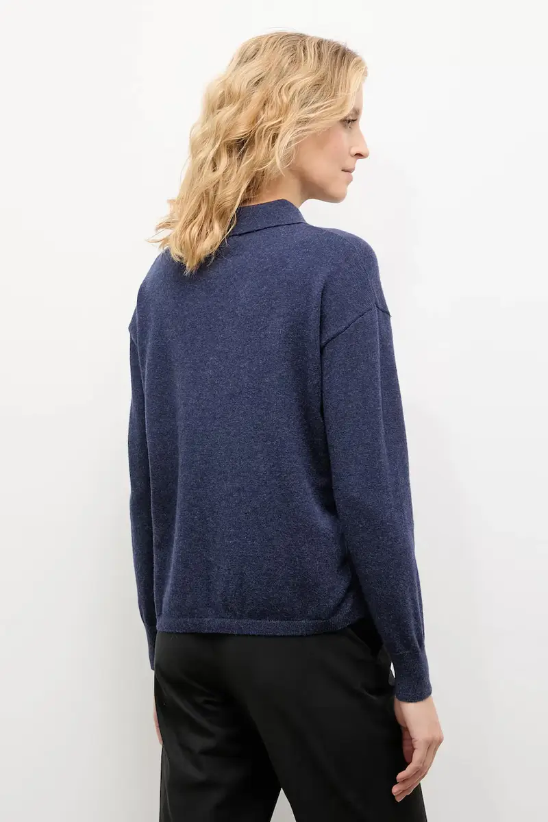 maglione in cashemire colore blu navy miniatura 3