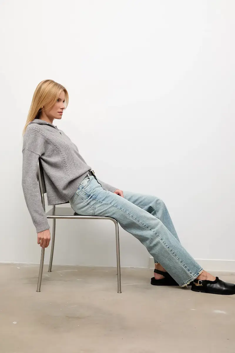 maglione in cashemire colore grigio miniatura 2