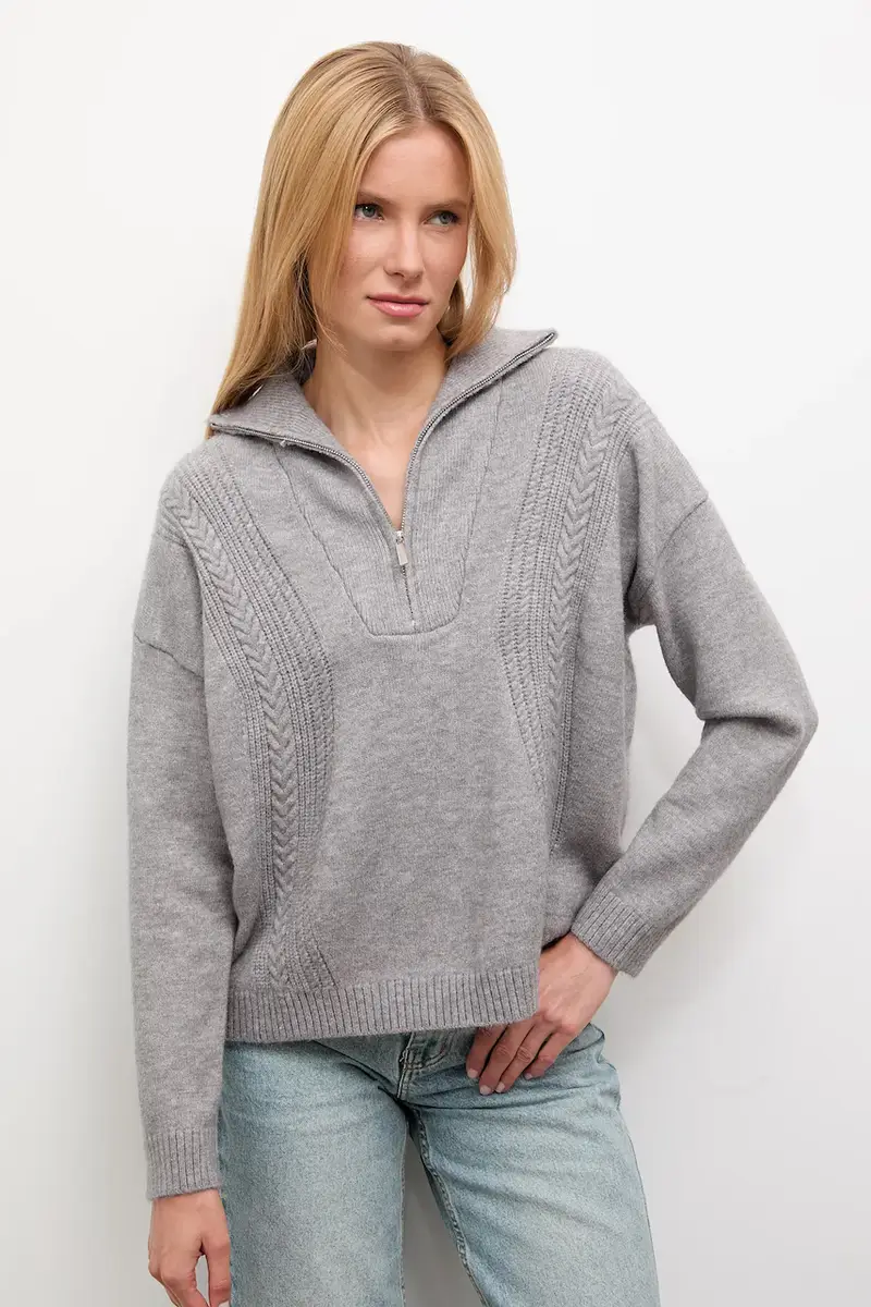 maglione in cashemire colore grigio miniatura 4