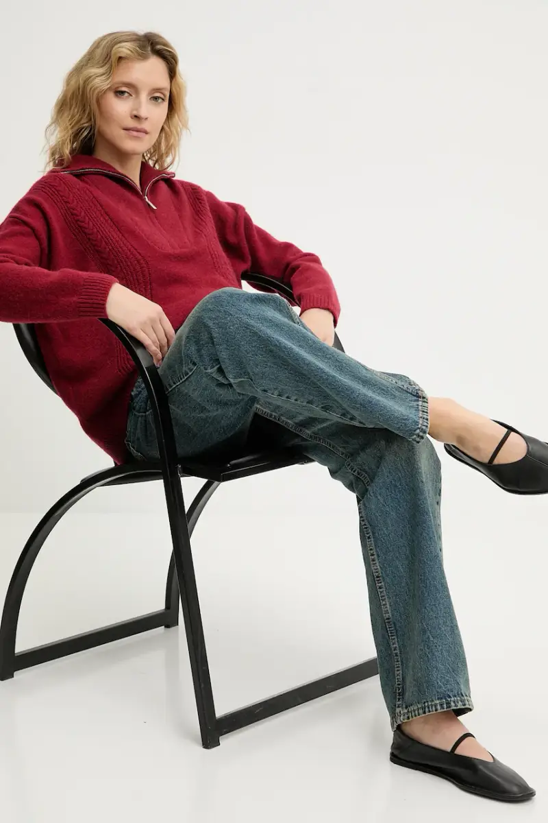 maglione in cashemire colore rosso miniatura 2