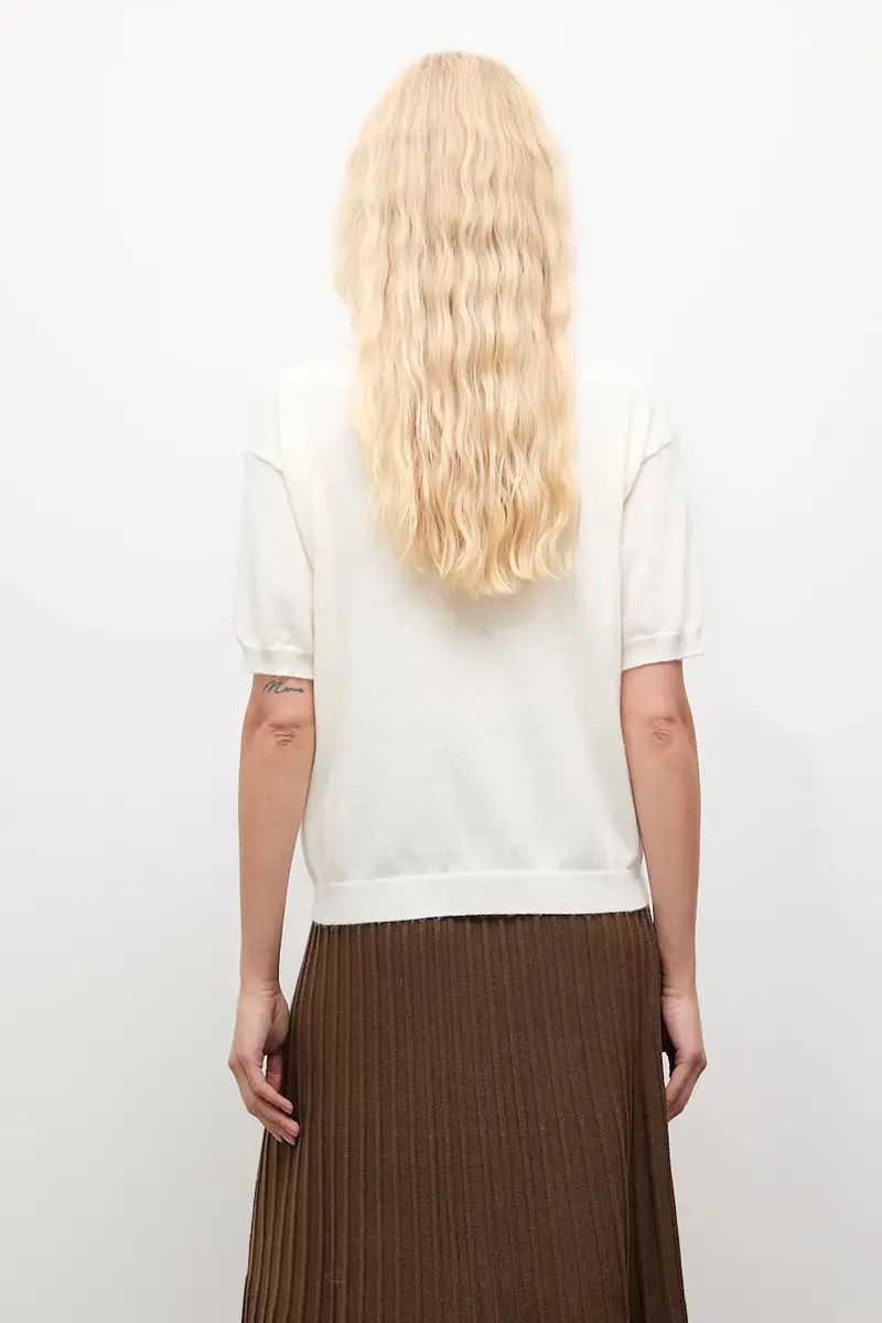 maglione in cashemire donna colore beige miniatura 3