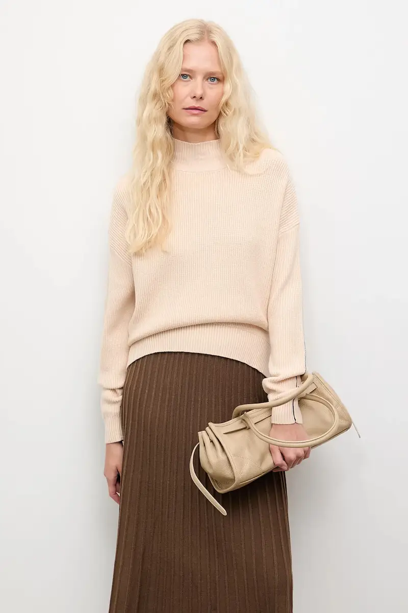 maglione in cashemire donna colore beige miniatura 2