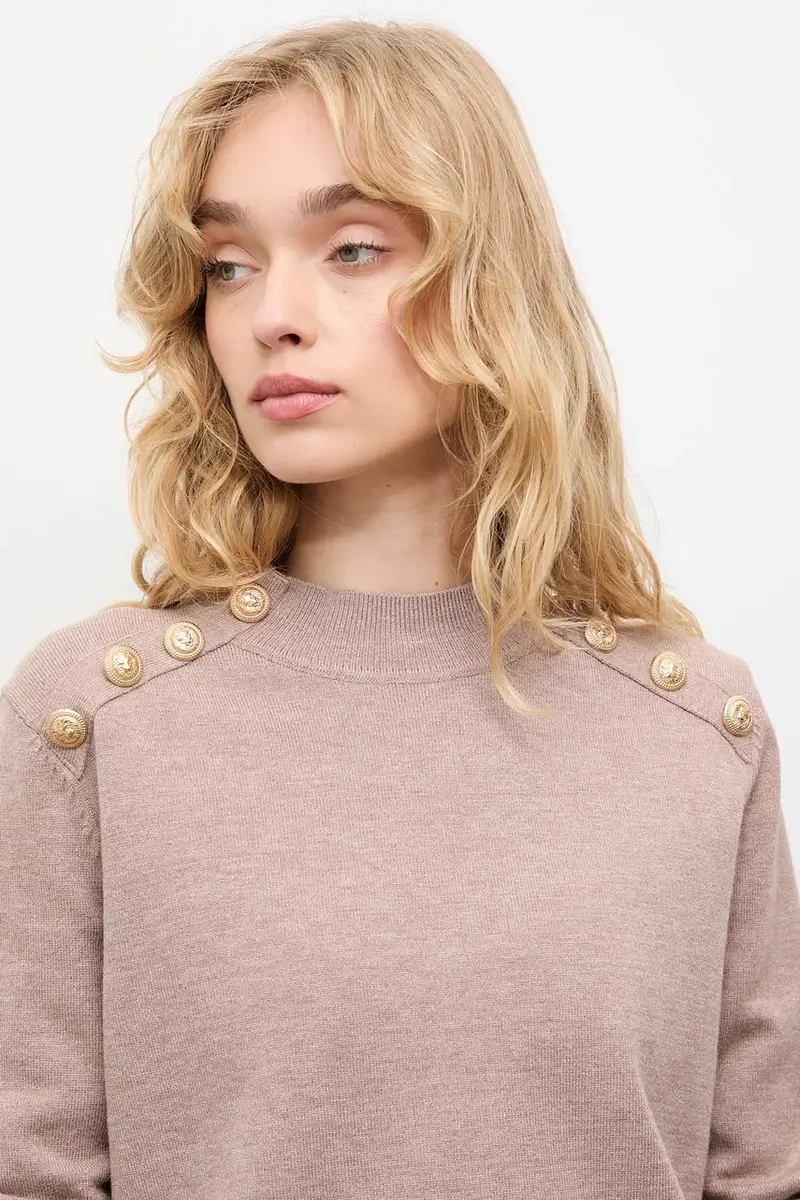 maglione in cashemire donna colore beige miniatura 4