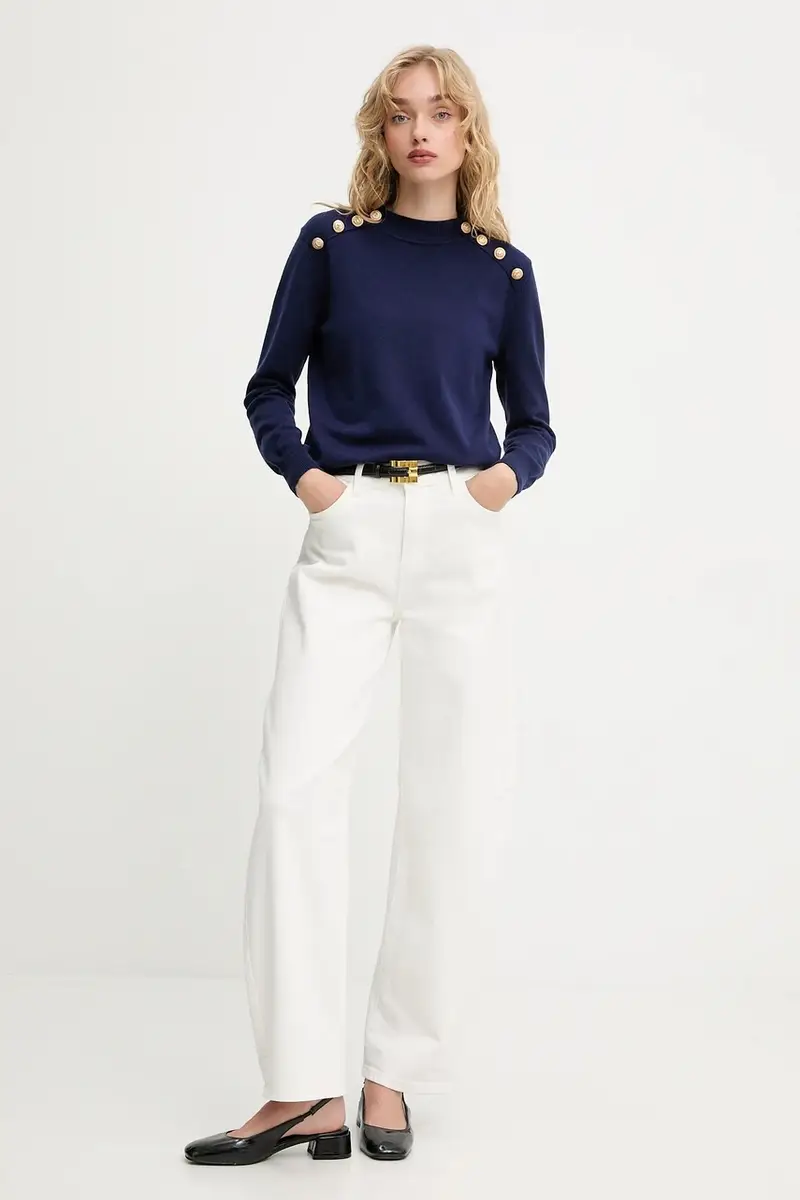 maglione in cashemire donna colore blu navy miniatura 2