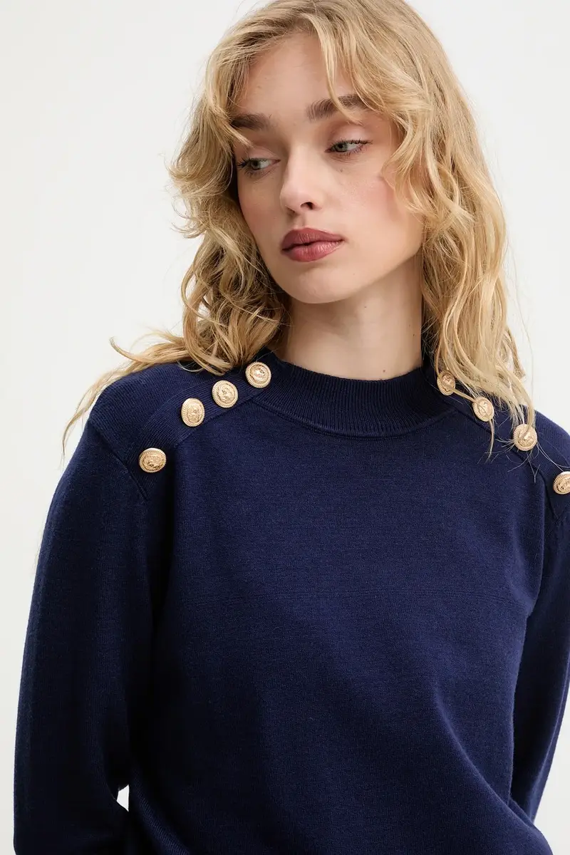 maglione in cashemire donna colore blu navy miniatura 4