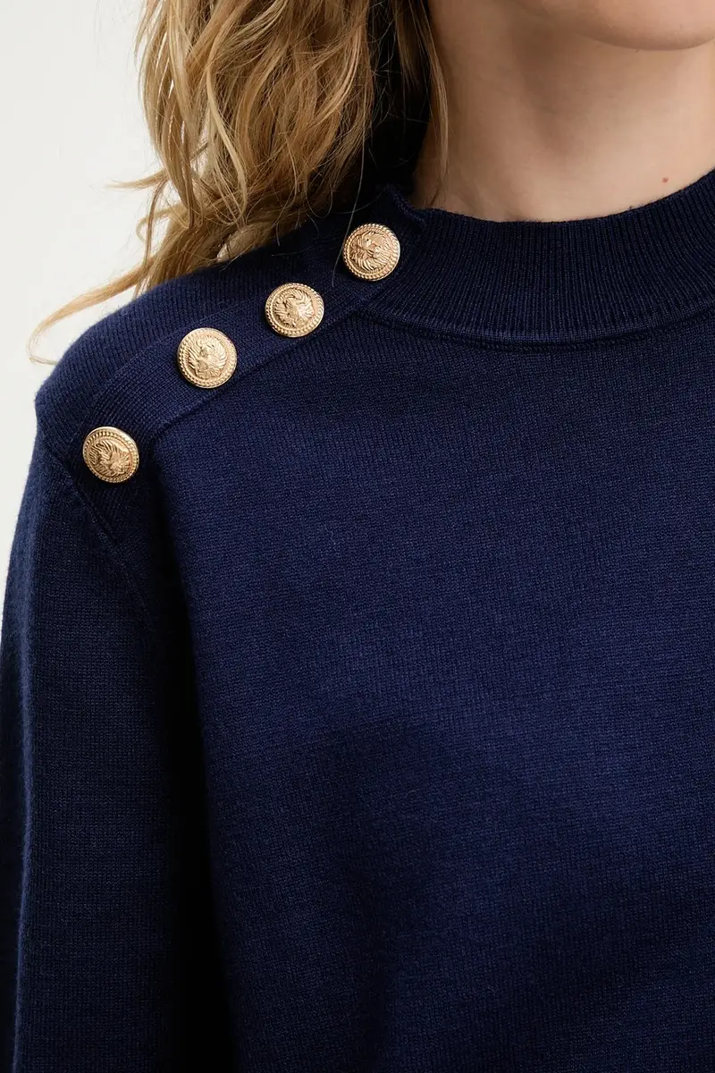 maglione in cashemire donna colore blu navy miniatura 5