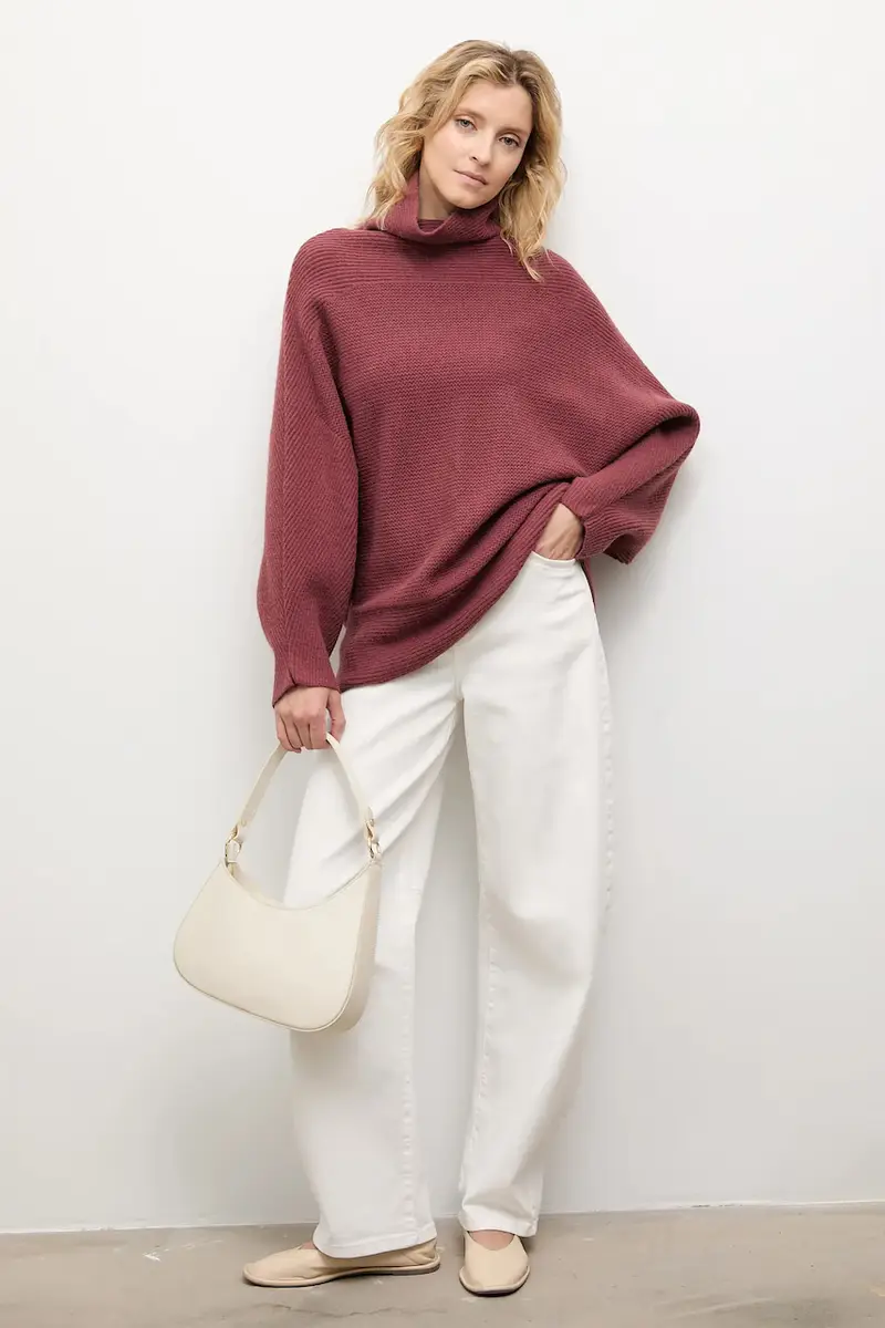 maglione in cashemire donna colore granata miniatura 2