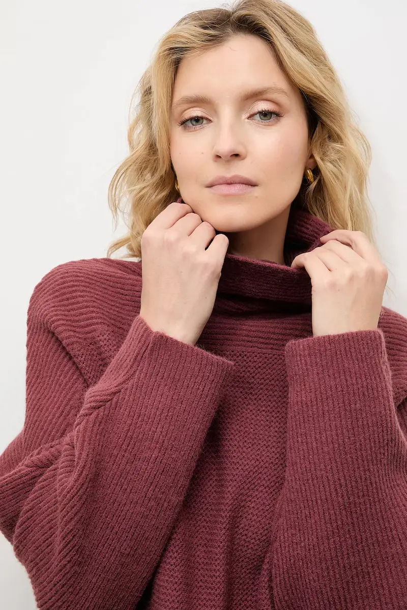 maglione in cashemire donna colore granata miniatura 4