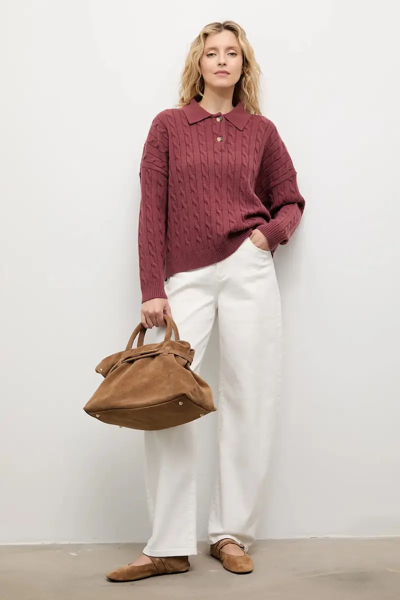 maglione in cashemire donna colore granata miniatura 2