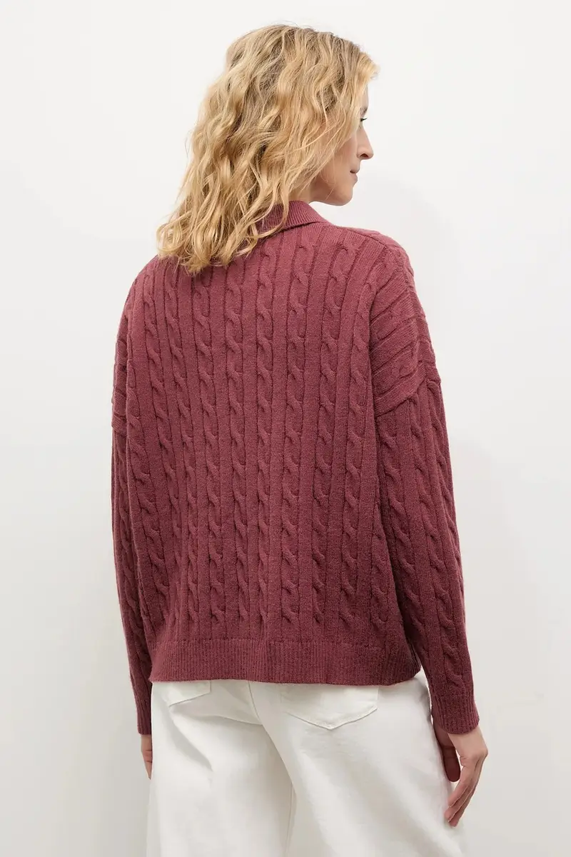 maglione in cashemire donna colore granata miniatura 3