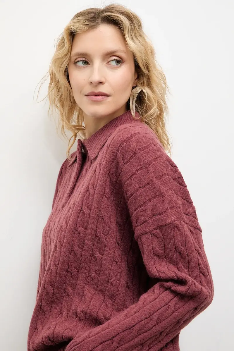 maglione in cashemire donna colore granata miniatura 4