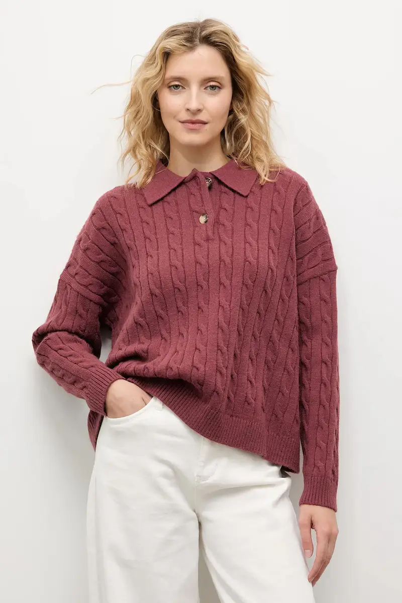 maglione in cashemire donna colore granata