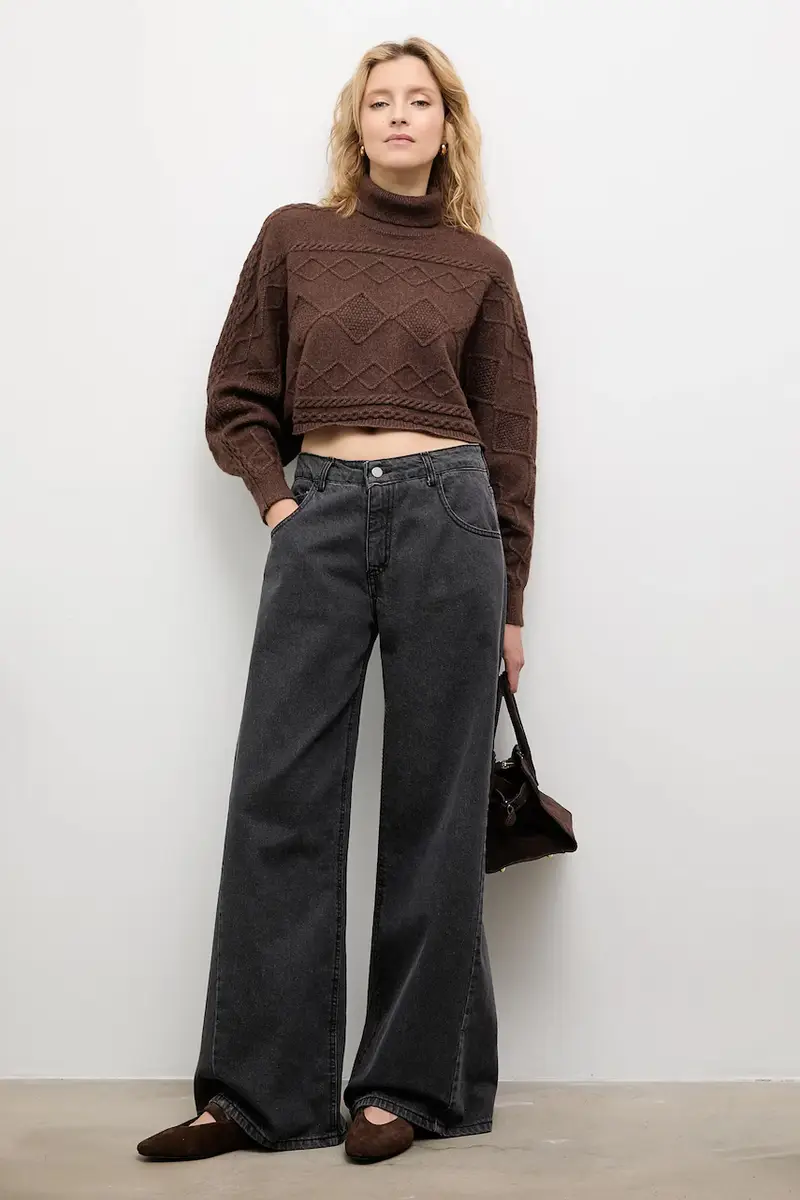 maglione in cashemire donna colore marrone miniatura 2