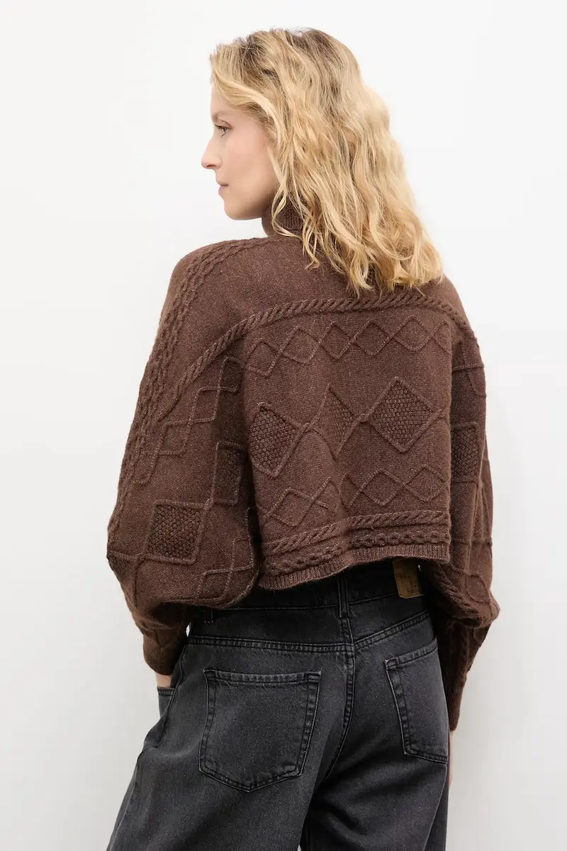 maglione in cashemire donna colore marrone miniatura 3