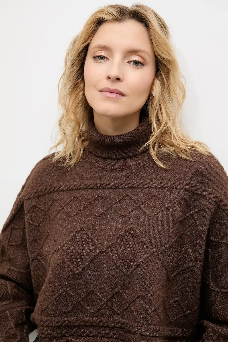 maglione in cashemire donna colore marrone miniatura 4