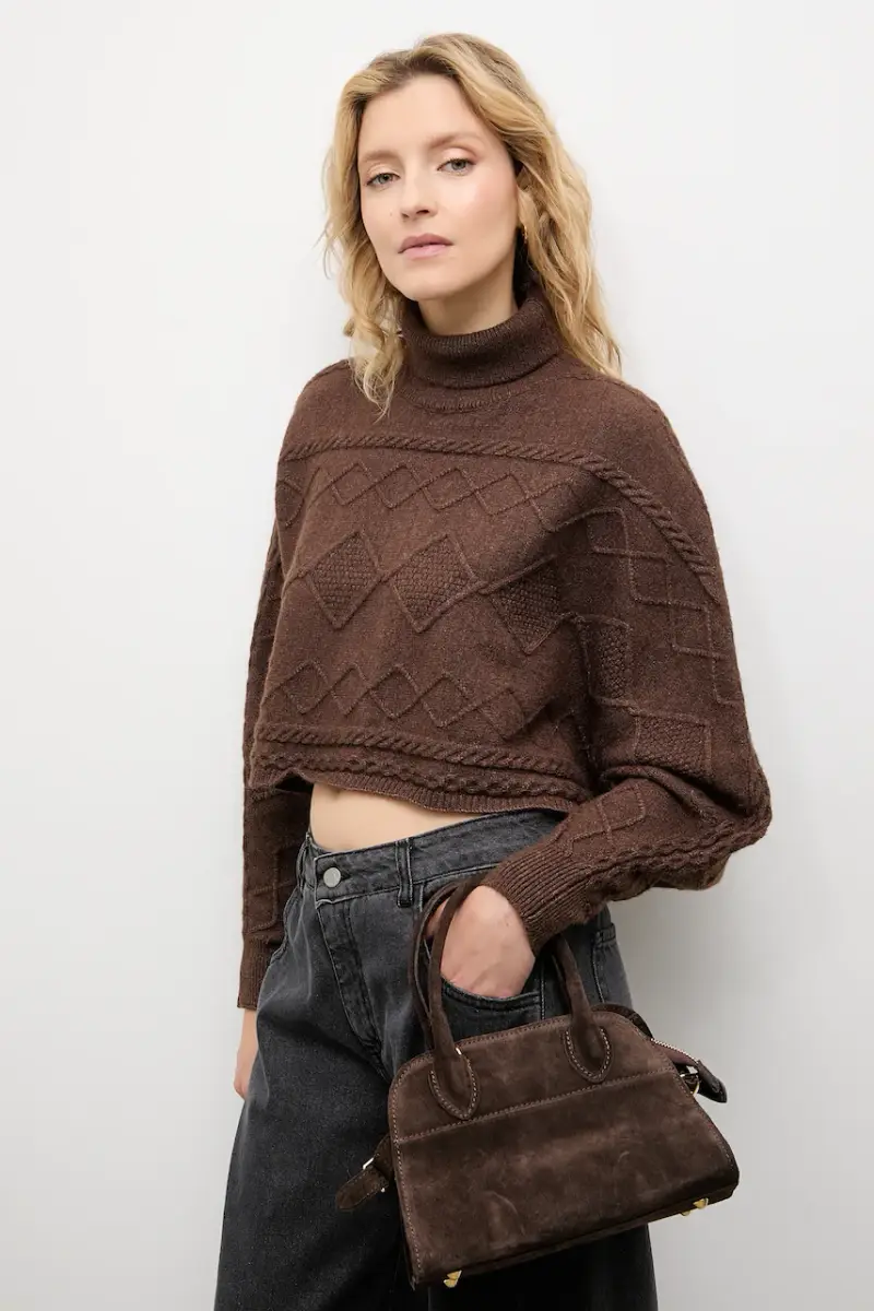 maglione in cashemire donna colore marrone