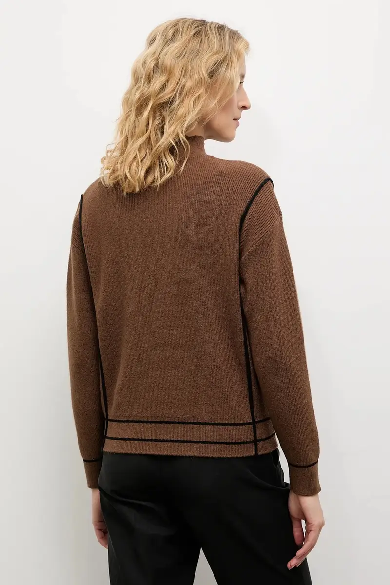 maglione in cashemire donna colore marrone miniatura 3