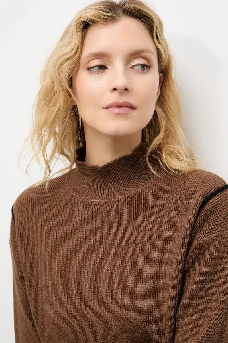 maglione in cashemire donna colore marrone miniatura 4