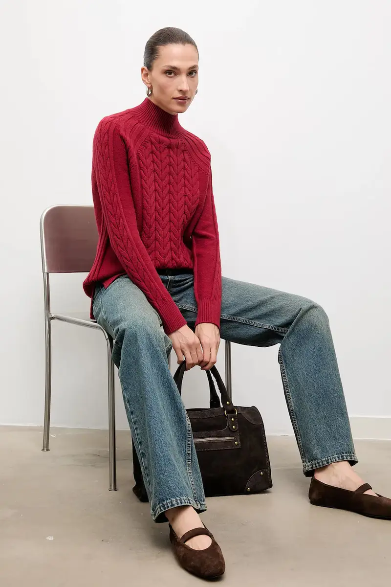 maglione in cashemire donna colore rosso miniatura 2