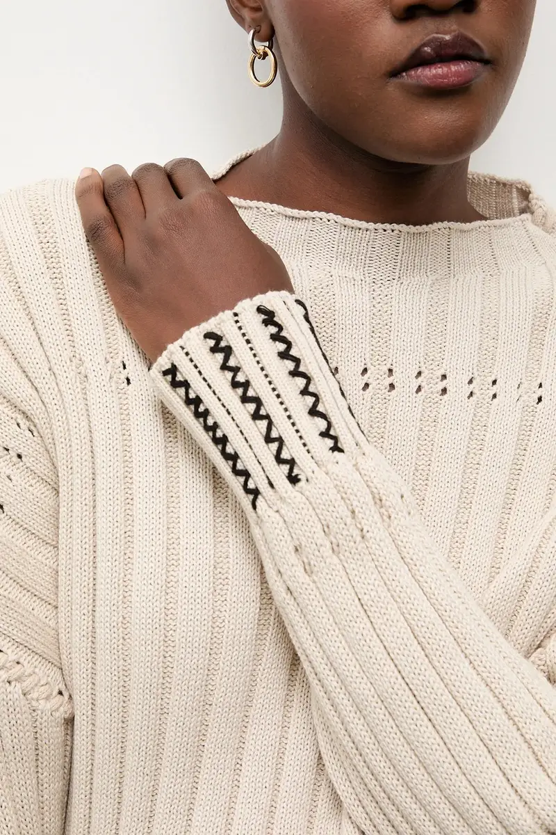 maglione in cotone donna colore beige miniatura 5