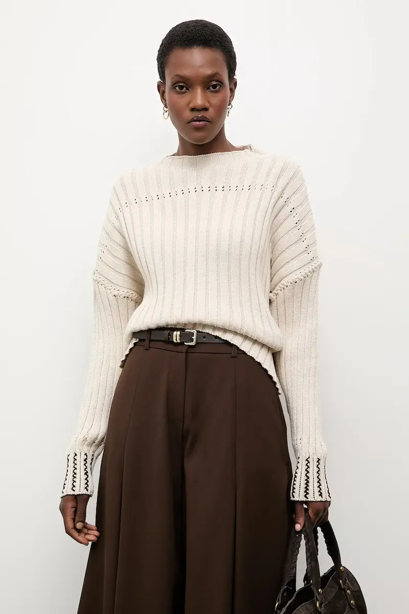 maglione in cotone donna colore beige