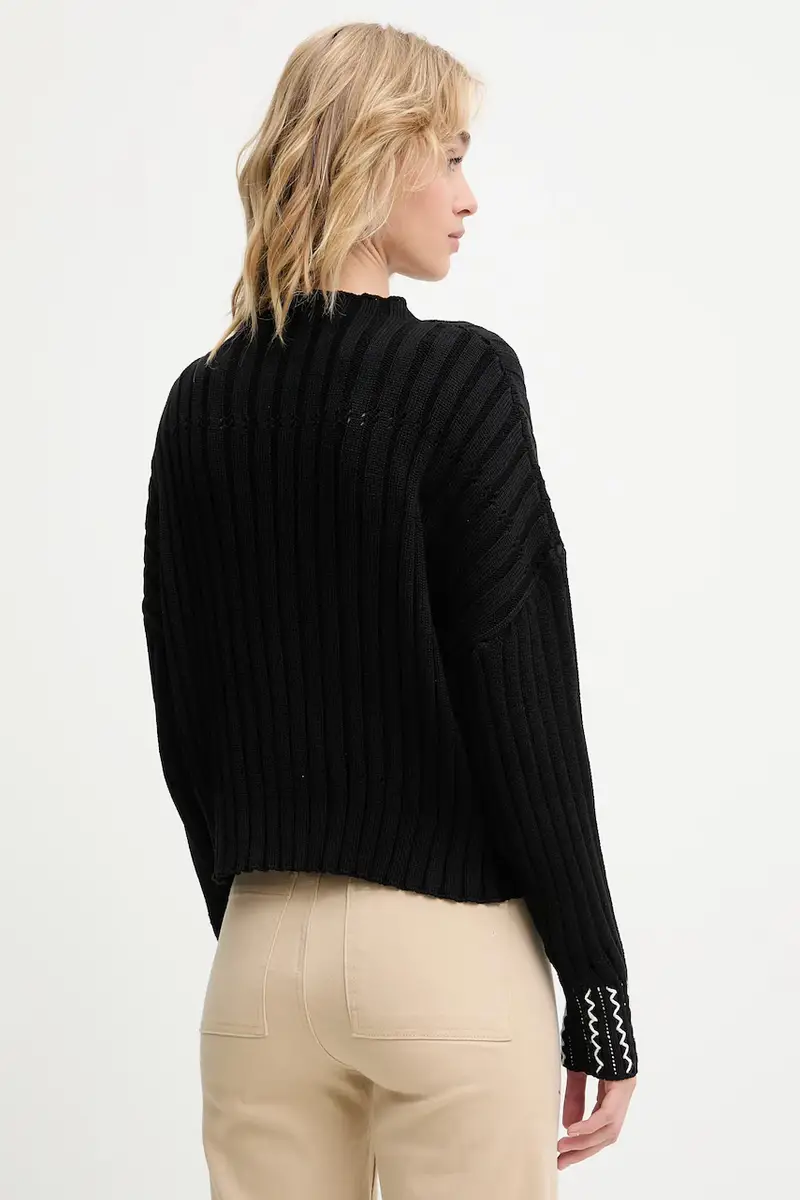 maglione in cotone donna colore nero miniatura 3