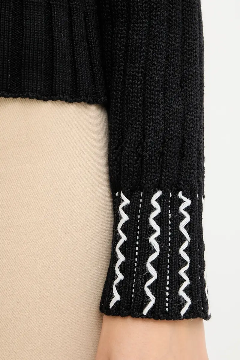 maglione in cotone donna colore nero miniatura 4