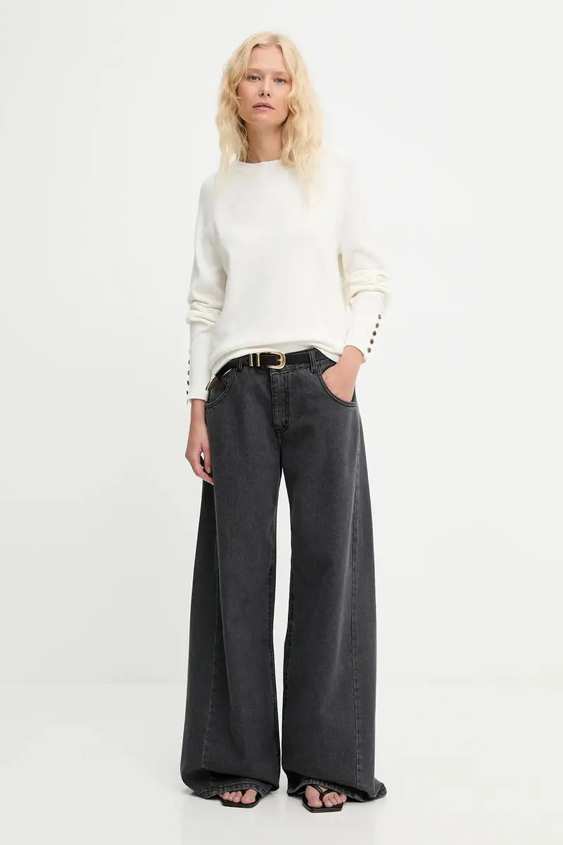 maglione in lana donna colore beige miniatura 2