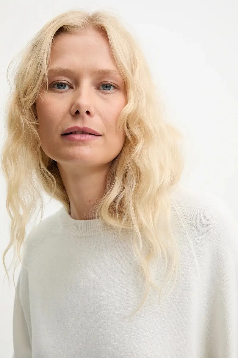 maglione in lana donna colore beige miniatura 5