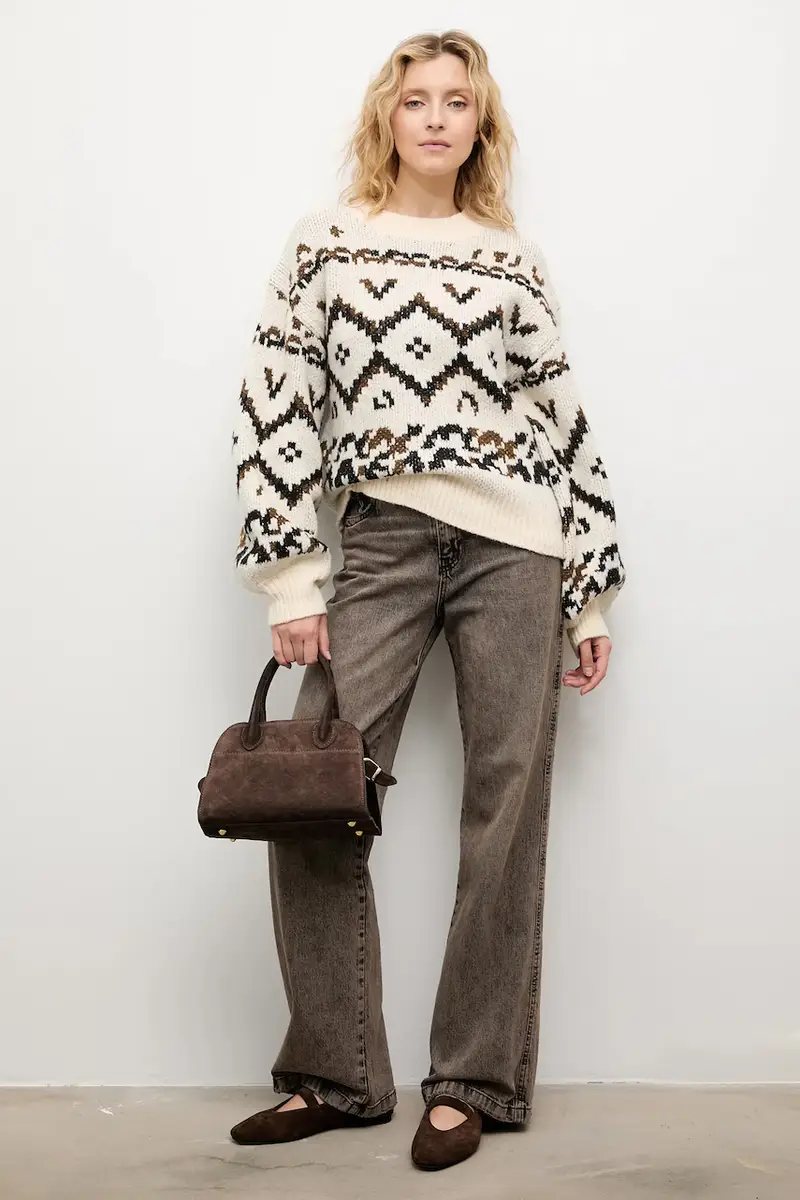 maglione in lana donna colore beige miniatura 2