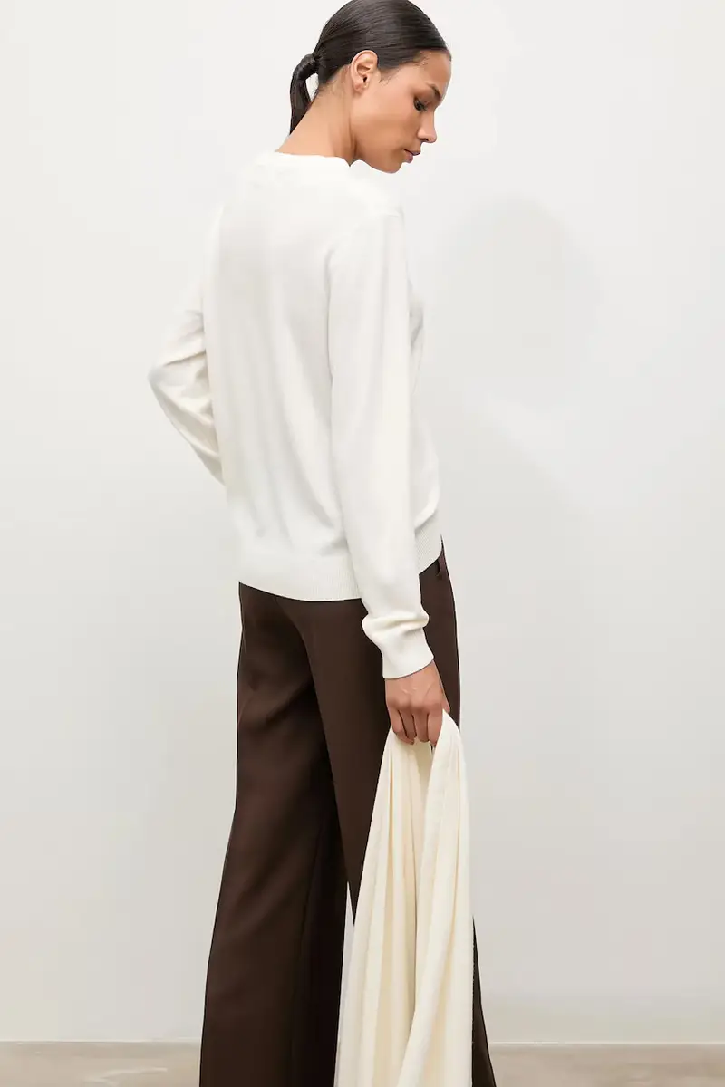 maglione in lana donna colore beige miniatura 3