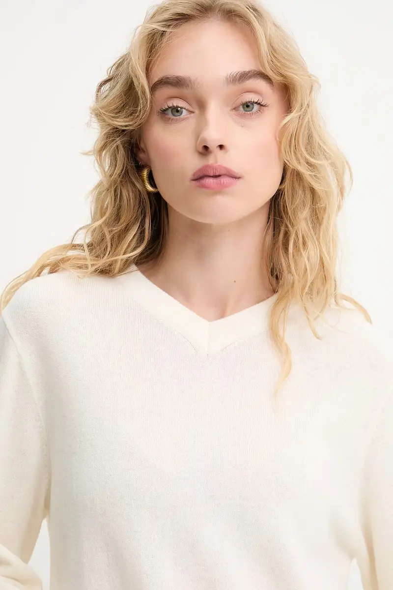 maglione in lana donna colore beige miniatura 4