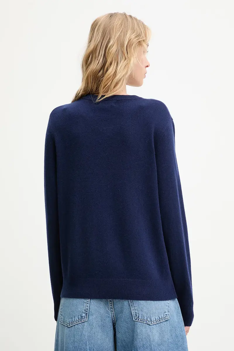 maglione in lana donna colore blu navy miniatura 3