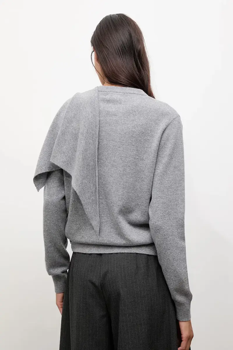 maglione in lana donna colore grigio miniatura 3