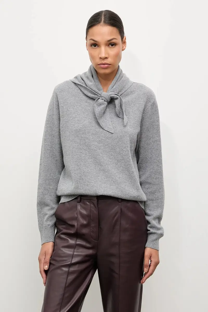 maglione in lana donna colore grigio miniatura 4