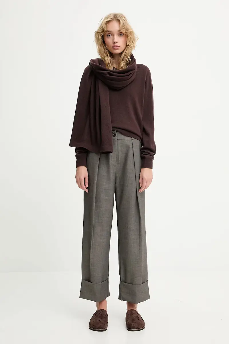 maglione in lana donna colore marrone miniatura 2