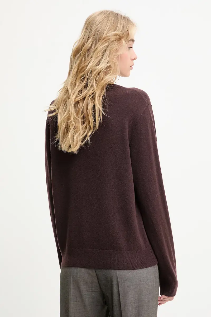 maglione in lana donna colore marrone miniatura 3