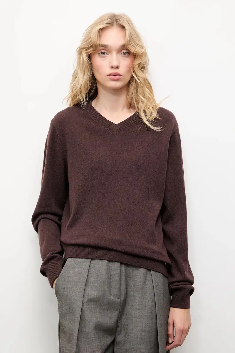 maglione in lana donna colore marrone miniatura 4