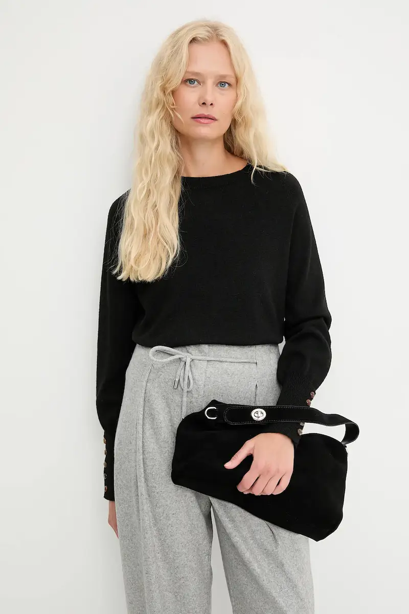 maglione in lana donna colore nero miniatura 4