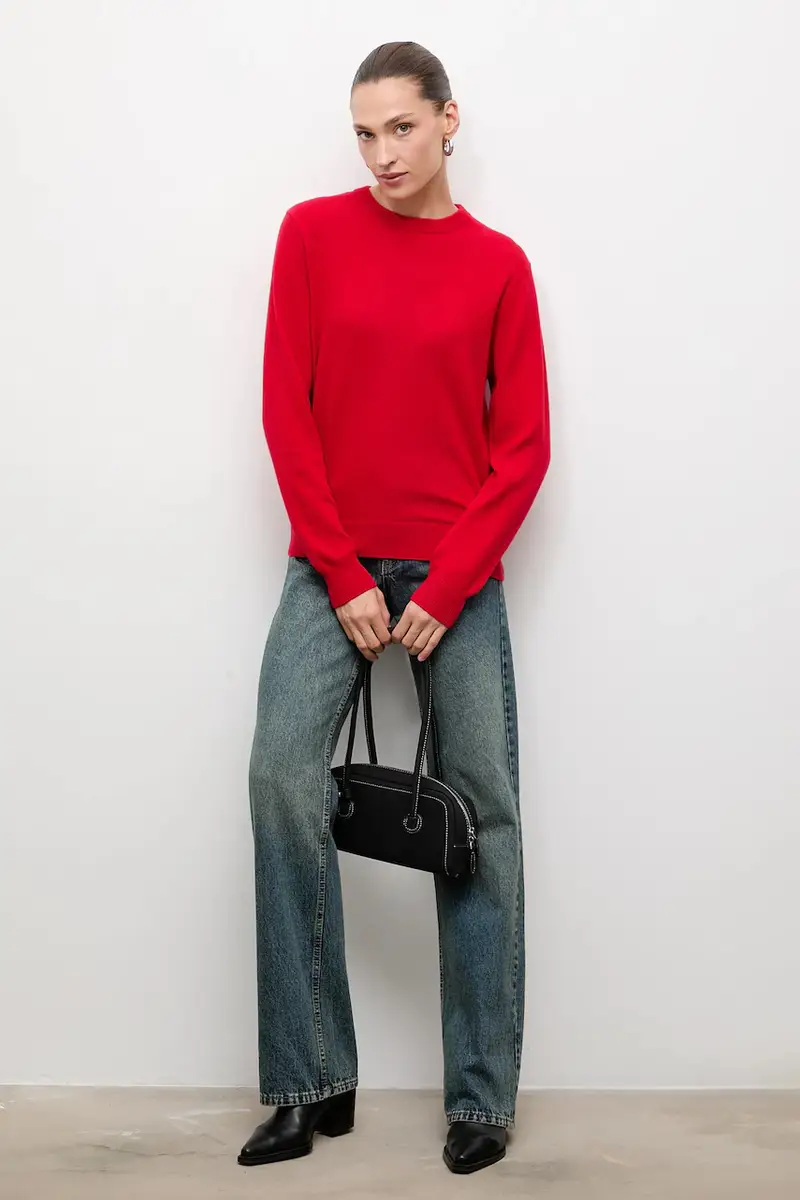 maglione in lana donna colore rosso miniatura 2