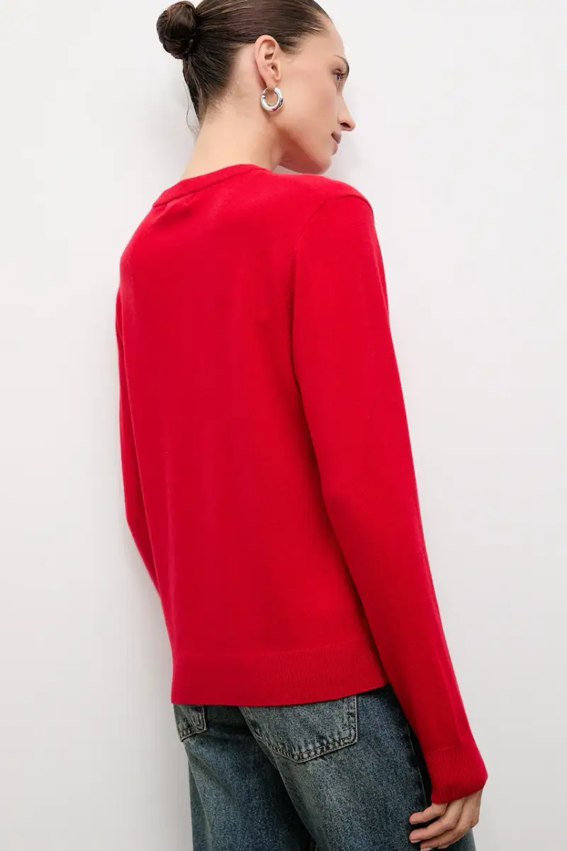 maglione in lana donna colore rosso miniatura 3