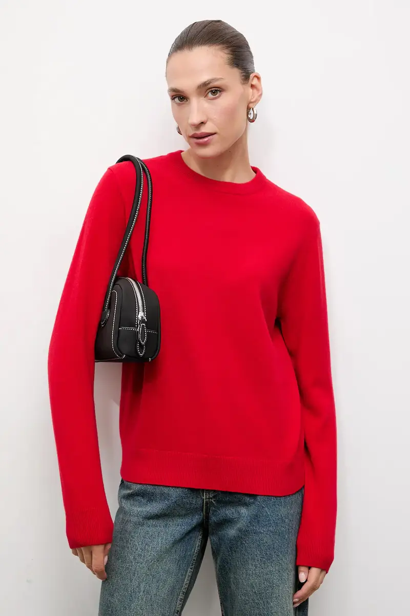 maglione in lana donna colore rosso miniatura 4