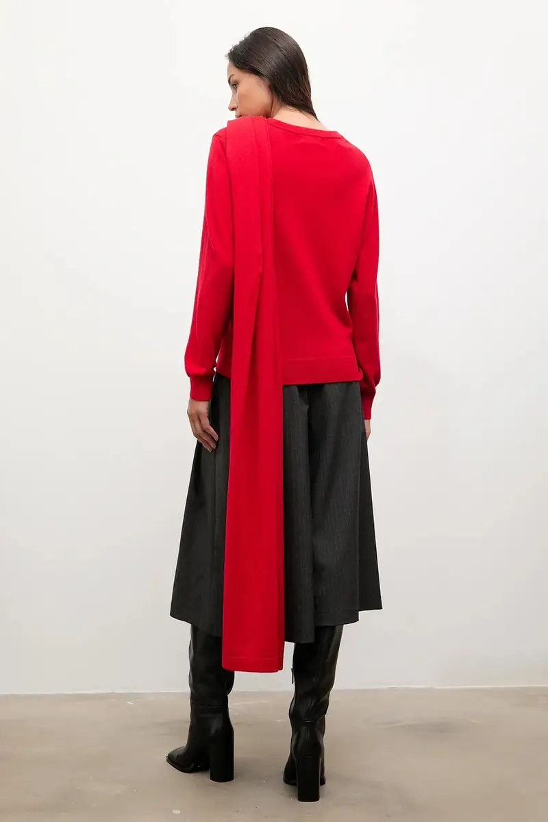 maglione in lana donna colore rosso miniatura 3