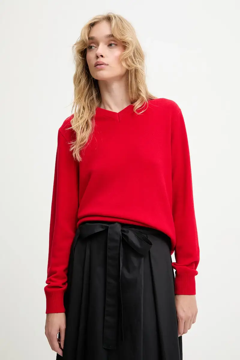 maglione in lana donna colore rosso miniatura 4