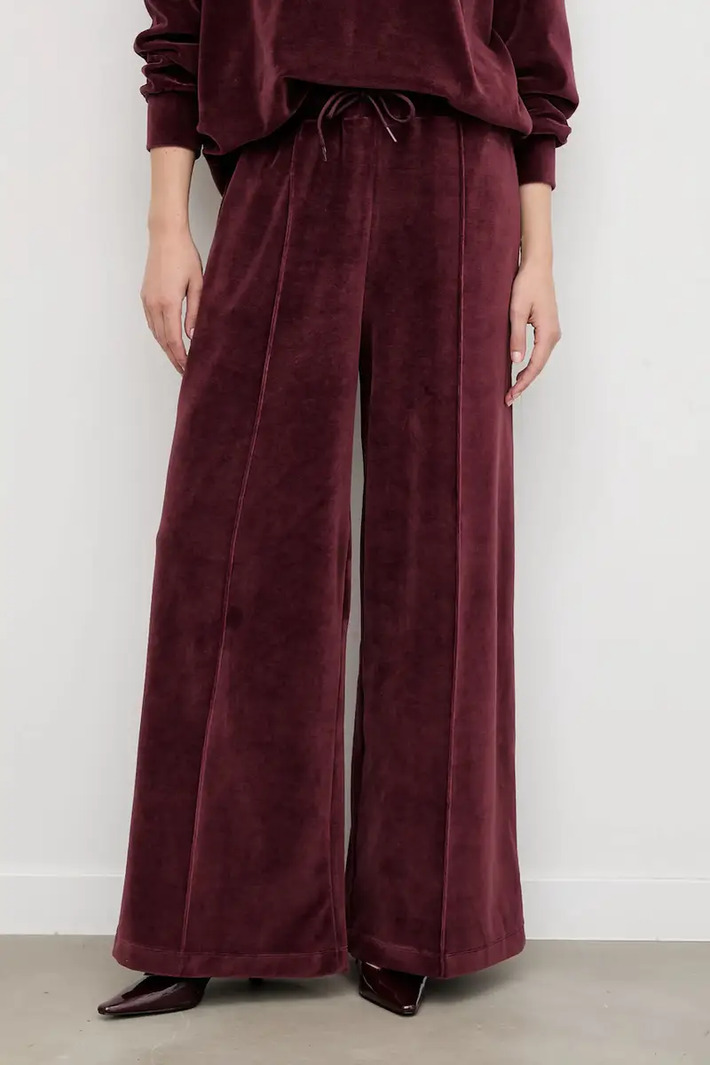 pantaloni da tuta in velluto donna colore granata miniatura 2