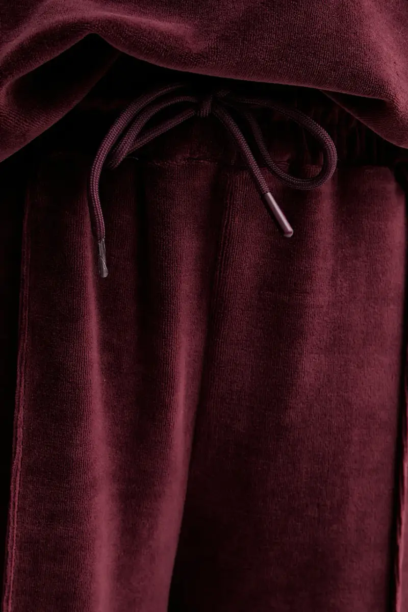 pantaloni da tuta in velluto donna colore granata miniatura 4