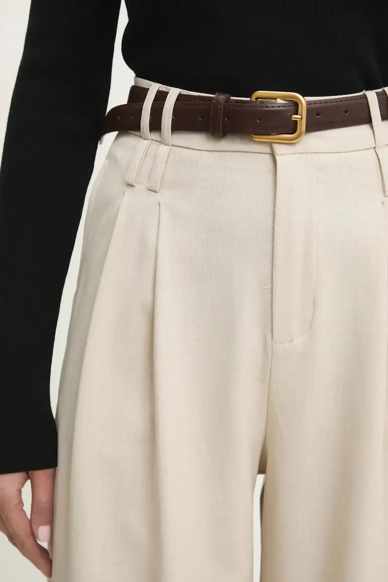 pantaloni donna colore beige miniatura 4