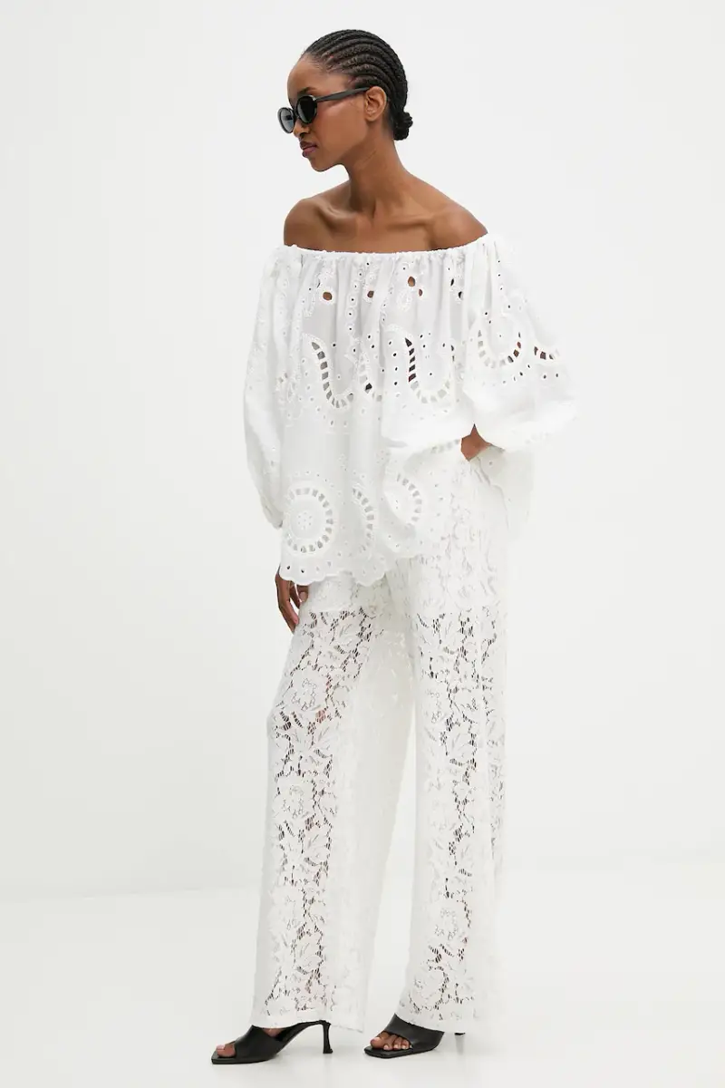 pantaloni donna colore bianco miniatura 2