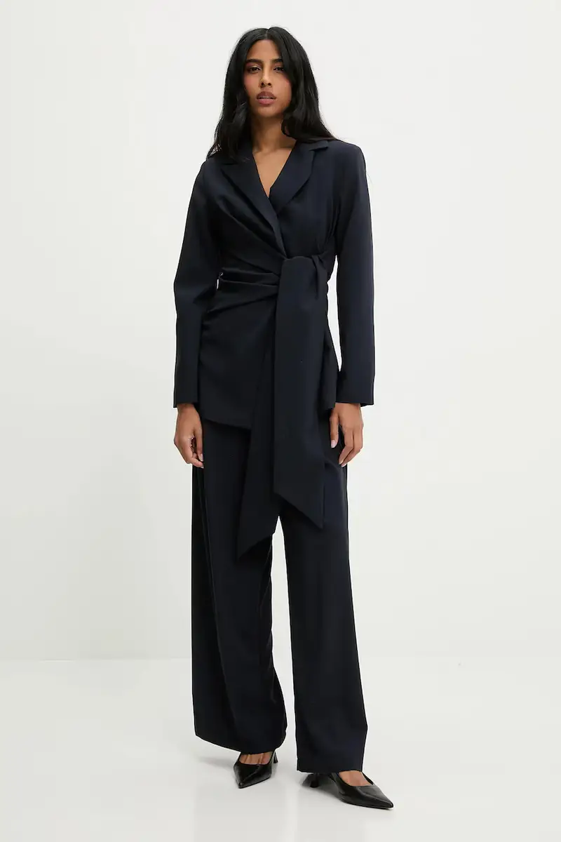 pantaloni donna colore blu navy miniatura 2